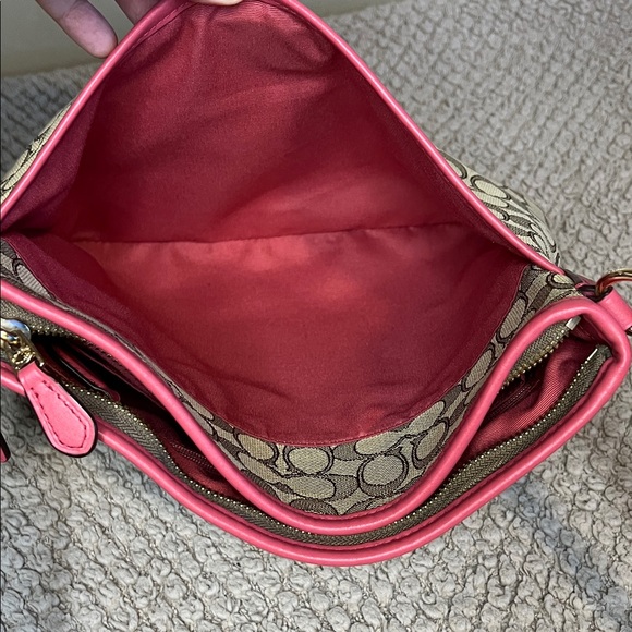 Coach Tan and Pink Signature Crossbody Bag - Picture 8 of 16
